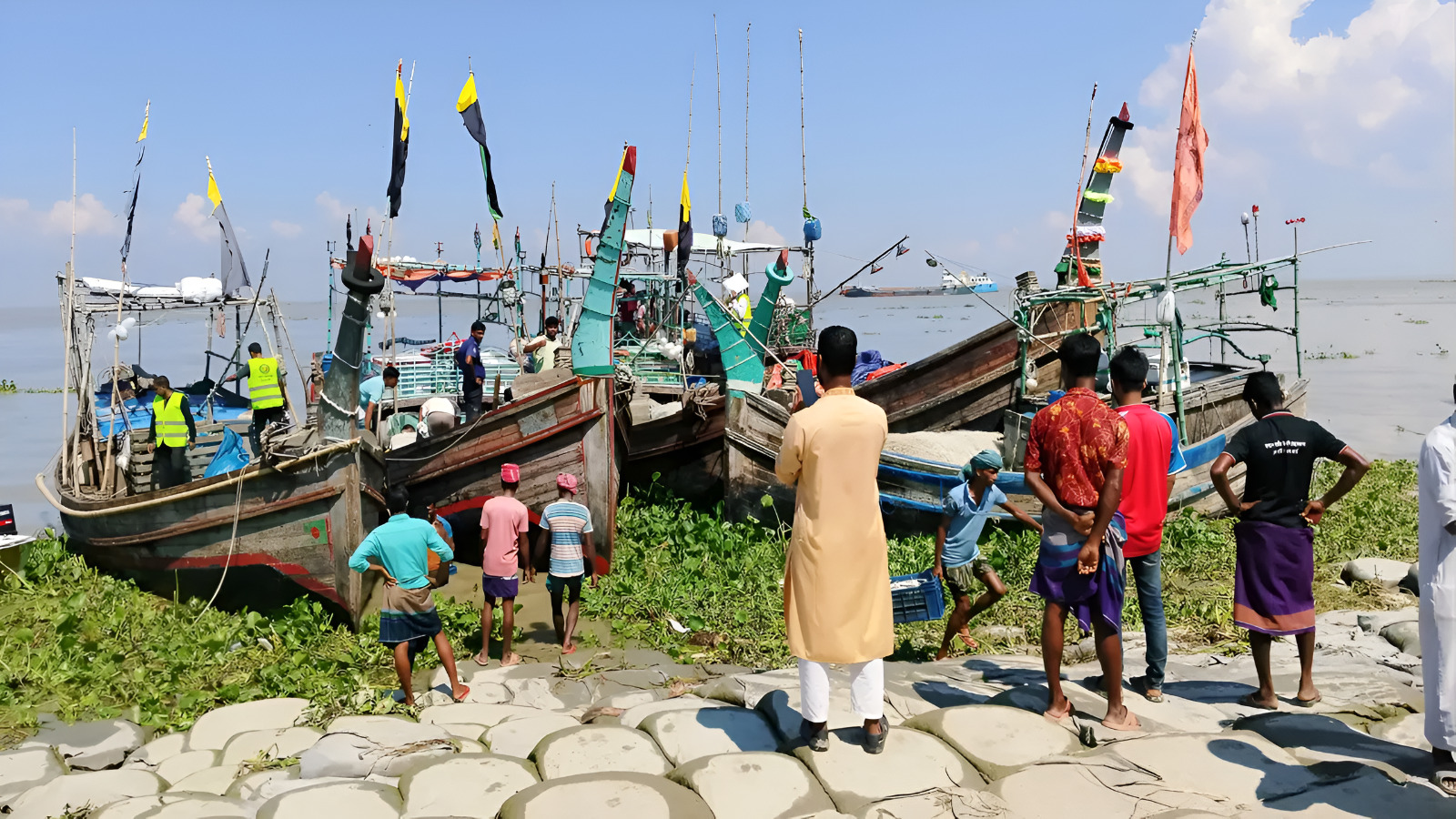 নোয়াখালী হাতিয়ায় ২ টন ইলিশসহ ৪৬ জেলে আটক,