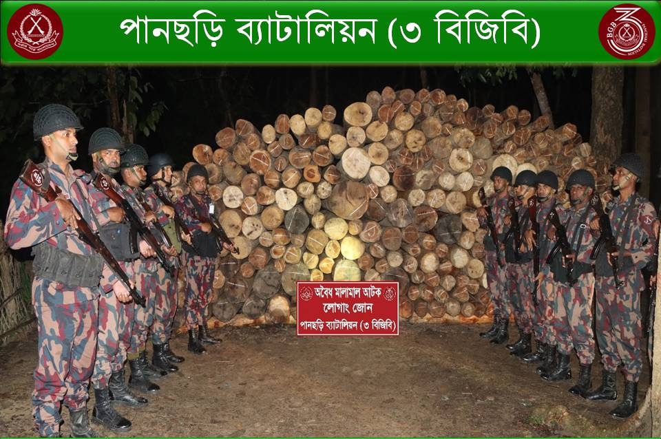 বিজিবির অভিযানে অবৈধ কাঠ জব্দ